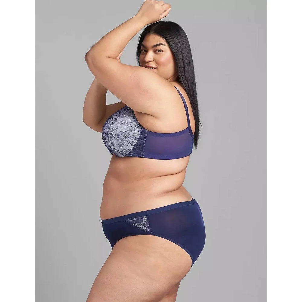 NWOT Cacique Modern Lace Lightly Lined Full Coverage‎ Bra in New Navy Blue 38C